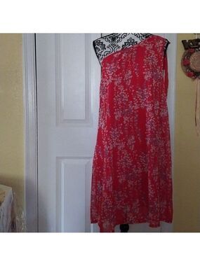 KOJOOIN Women's  Red Summer One Shoulder Babydoll Dress NWT Size S